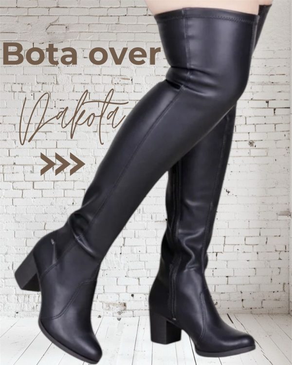 Bota Over Dakota Salto Médio Preta
